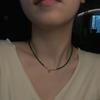 Black Beaded Choker Necklace with Gold Bell Pendant – Minimalist Dainty Jewelry for Women, Elegant Daily Gift Necklace