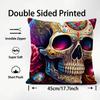 Colorful Skull Cool Cushion Cover Plush Fabric Soft Double-Sided Printed Sofa Warm Winter Home Child Gift Pillow Case