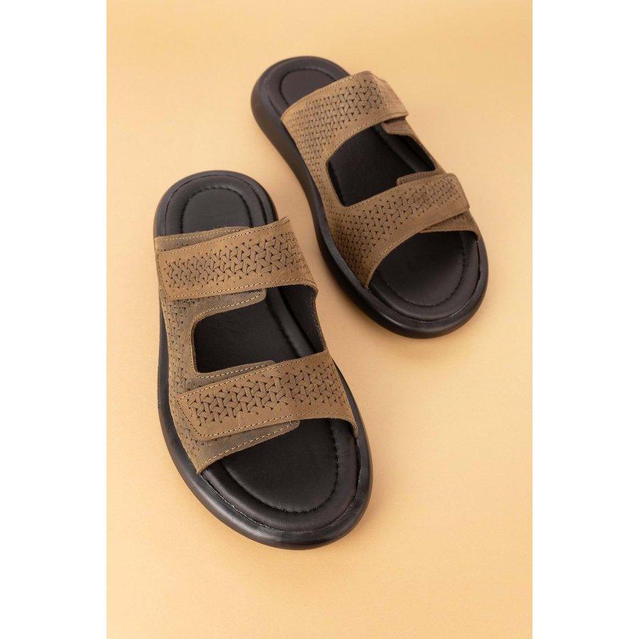 Pantofole estive casual in vera pelle da uomo