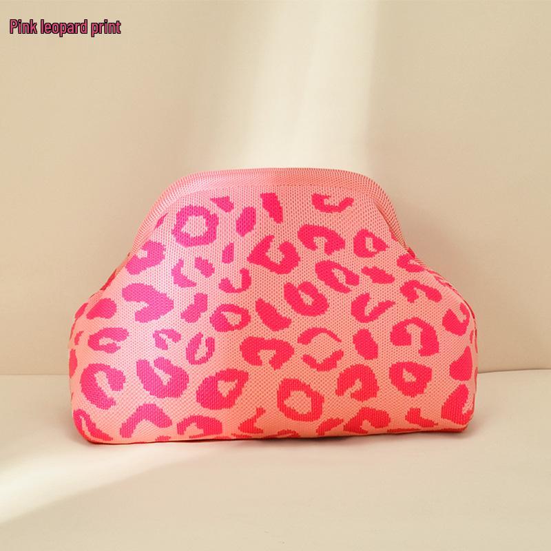 

Вязаная косметичка с леопардовым принтом - Портативная сумка для хранения в японском стиле 30cm x 9cm x 20cm
