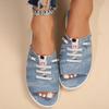 New Canvas Slippers for Women Summer Breathable Sandals Open Toe Ladies Denim Comfort Flat Shoes Zapatos Mujer Size 43