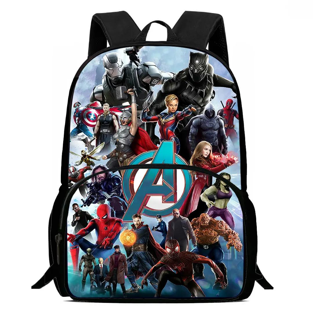 Marvel Child School Backpack with Front Pocket,Cartoon Marvel School Bags for Boys Girls,Durable Kids Backpack for Pupil Student