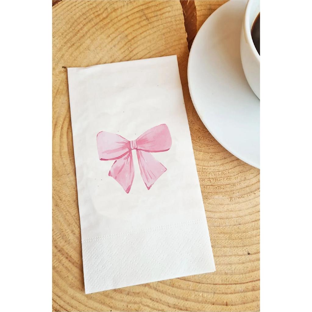 Pink Ribbon Bow Printed Presentation Napkin Pink Bow Napkins 0013 20 Pieces