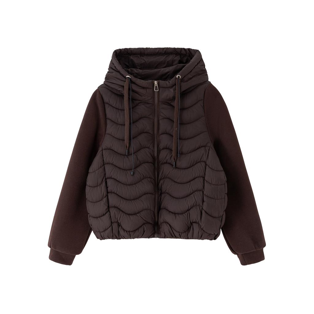 Popular Cotton Clothes Women's Short Autumn and Winter New Season Hooded Spliced Cotton Clothes Light Women's Coat
