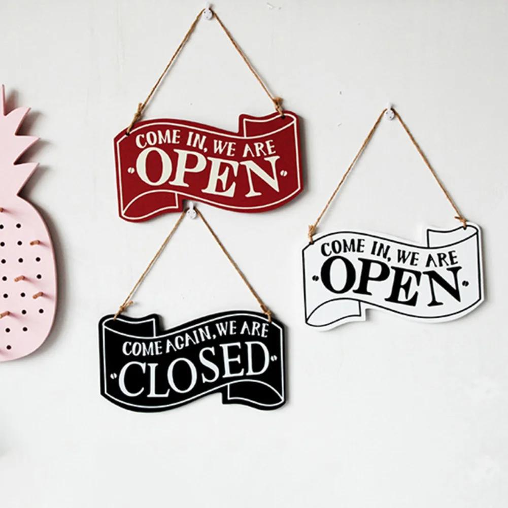 Double-sided Open/Closed License Plate Store Wall Decor Restrooms Tin Sign Vintage Road Guide Metal Sign Painting Plaques Poster
