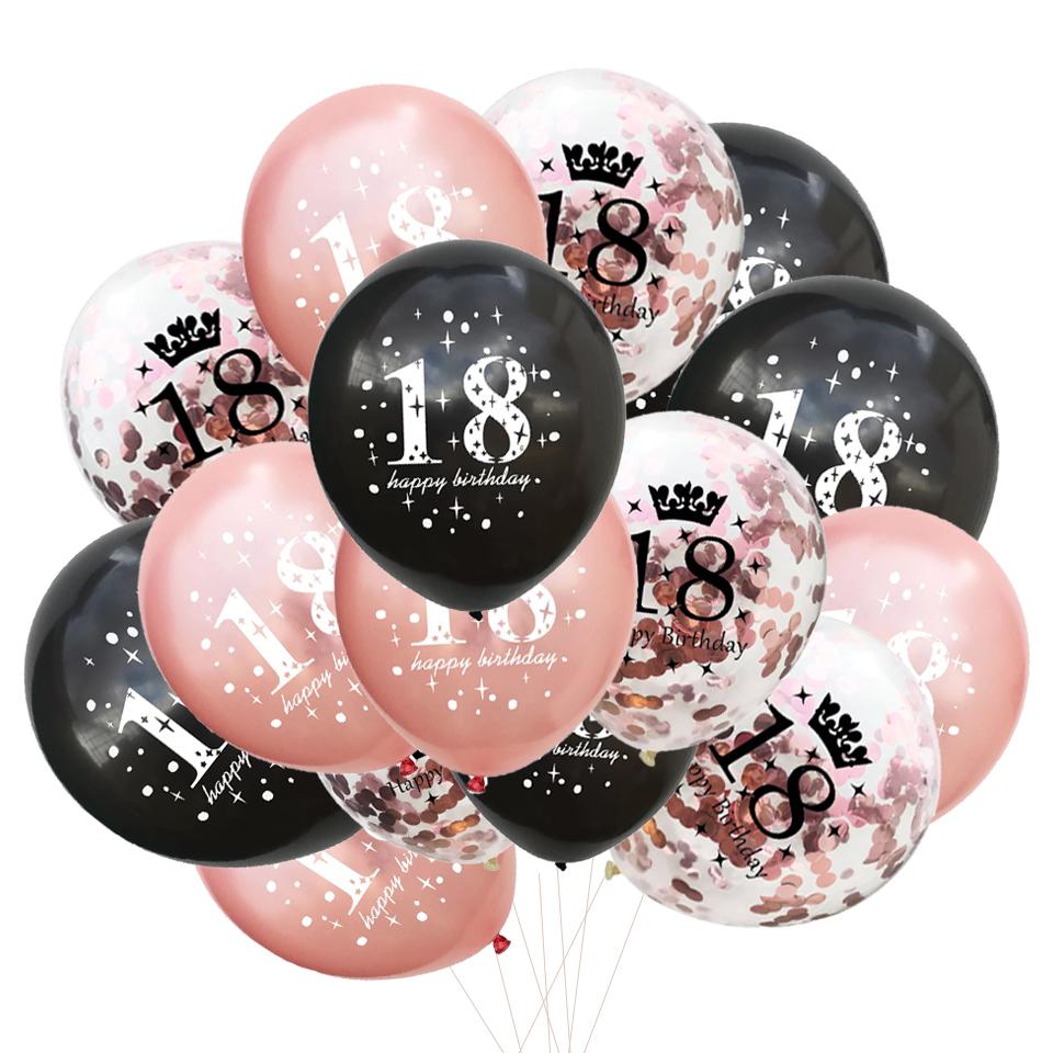 15pcs Birthday Inflatable Confetti Number Balloons 18 21 30 40 50 60 70 Year Party Decoration Adult Digit Helium Birthday Balons