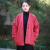 Johnature Women Vintage V-Neck Long Sleeve Winter Coats Solid Color Loose Warm Women Button Coats
