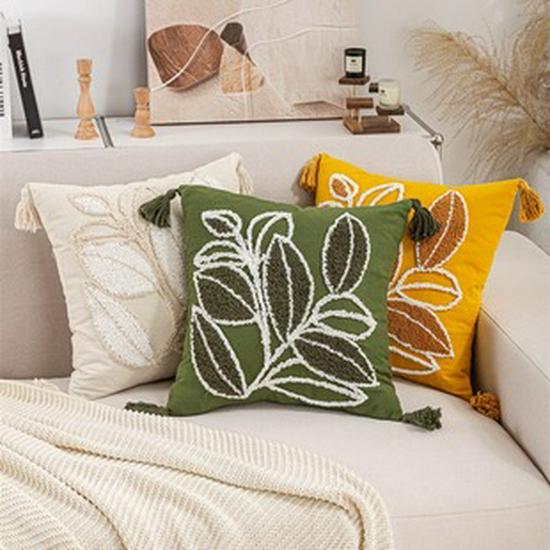 American Embroidered Yellow Floral Sofa & Bedroom Cushion Cover
