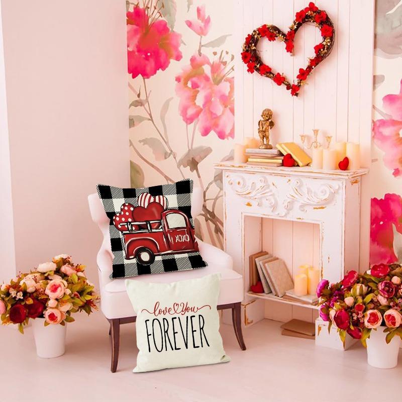 Valentine'S Day Car Gift Printed Home Decor Pillowcase Bedroom Living Room Sofa Decoration Polyester Cushion Cover With Zipper