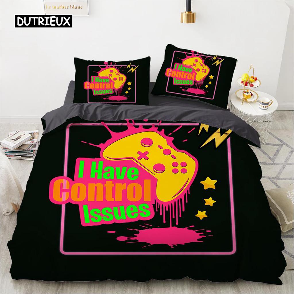 Zestaw poszwy na kołdrę do gry Mikrofibra Kolorowy nadruk gamepada Zestaw pościeli Chłopcy Nastolatki Gra wideo Gamepad Graj wszędzie Poszwa na kołdrę