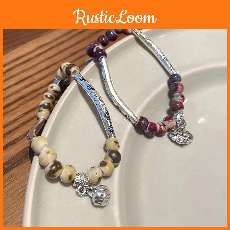 Amber Exquisite Retro Peace Lock Bracelet For Women Geometric Design Artistic