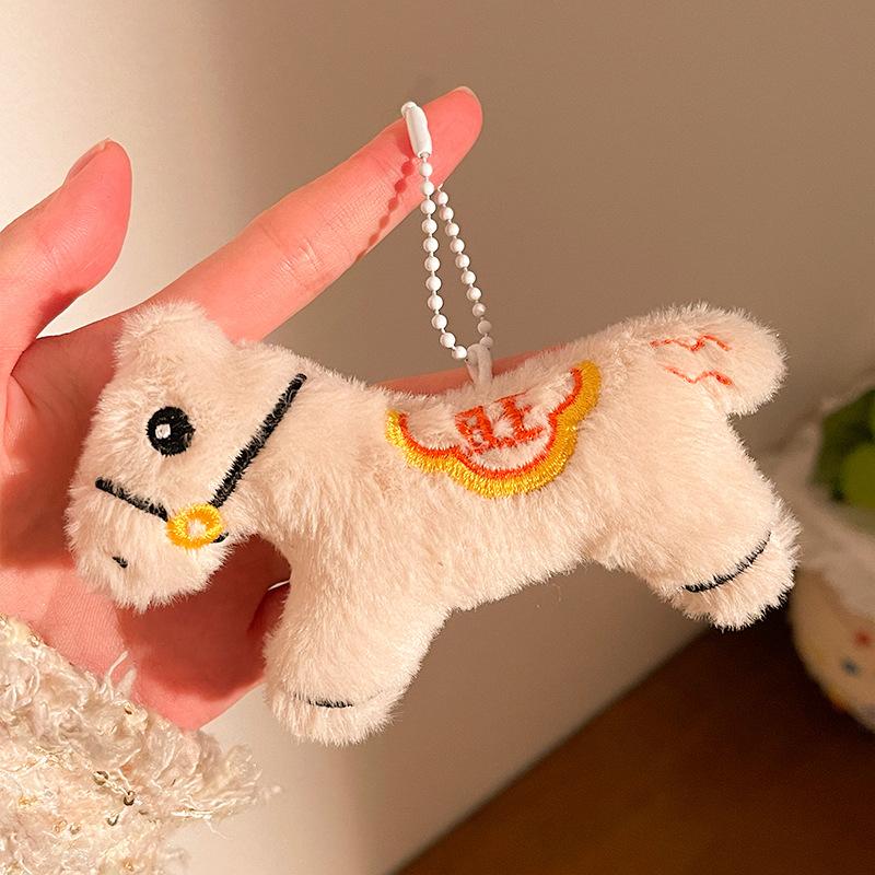 Cute Year Of The Horse Pony Mascot Plush Doll Stuffed Toy Keychain Pendant Bag Hanging Chinese New Year Blessing Souvenir Gifts