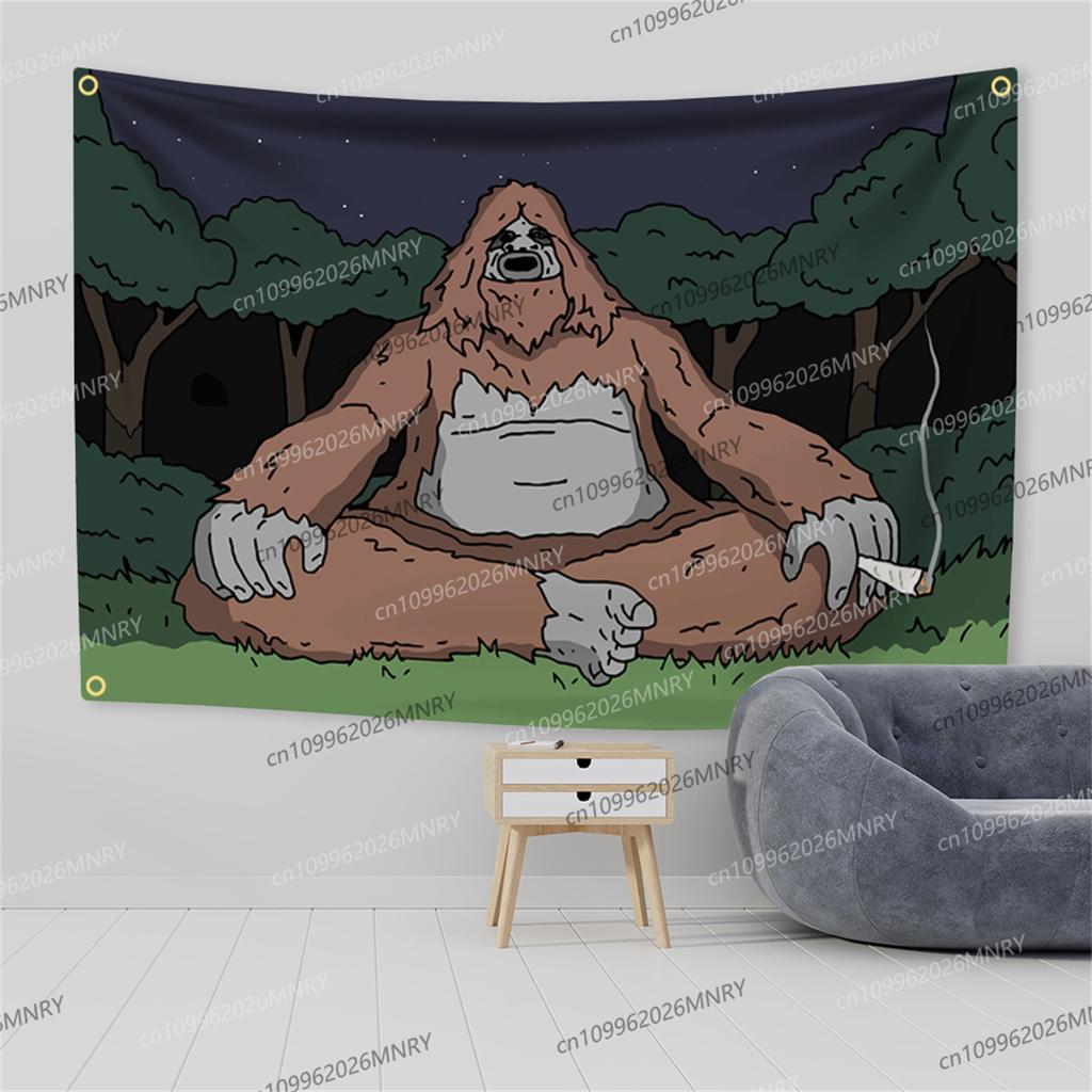 Telo Decorativo da Parete con Bandiera Meme The Big Lez Show Sassy The Sasquatch Banner Decorazione Estetica Telo per Dormitorio Tessuto