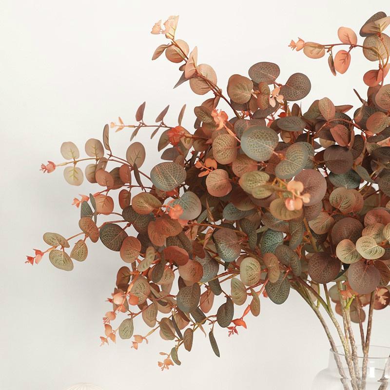 3 Stück Herbst Künstliches Eukalyptusblatt 70cm Kunstpflanzen Zweig für Heimdekoration Hochzeit Gartenparty Dekor