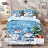3pcs Christmas cartoon snowman goblin print coreless duvet cover set multi size bedroom dormitory bedding holiday decoration