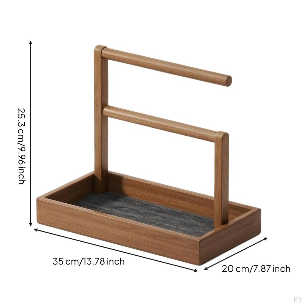 Jewelry Organizer Wooden Stand with Tray Desktop Bracelet Display for Dresser, Vanity,