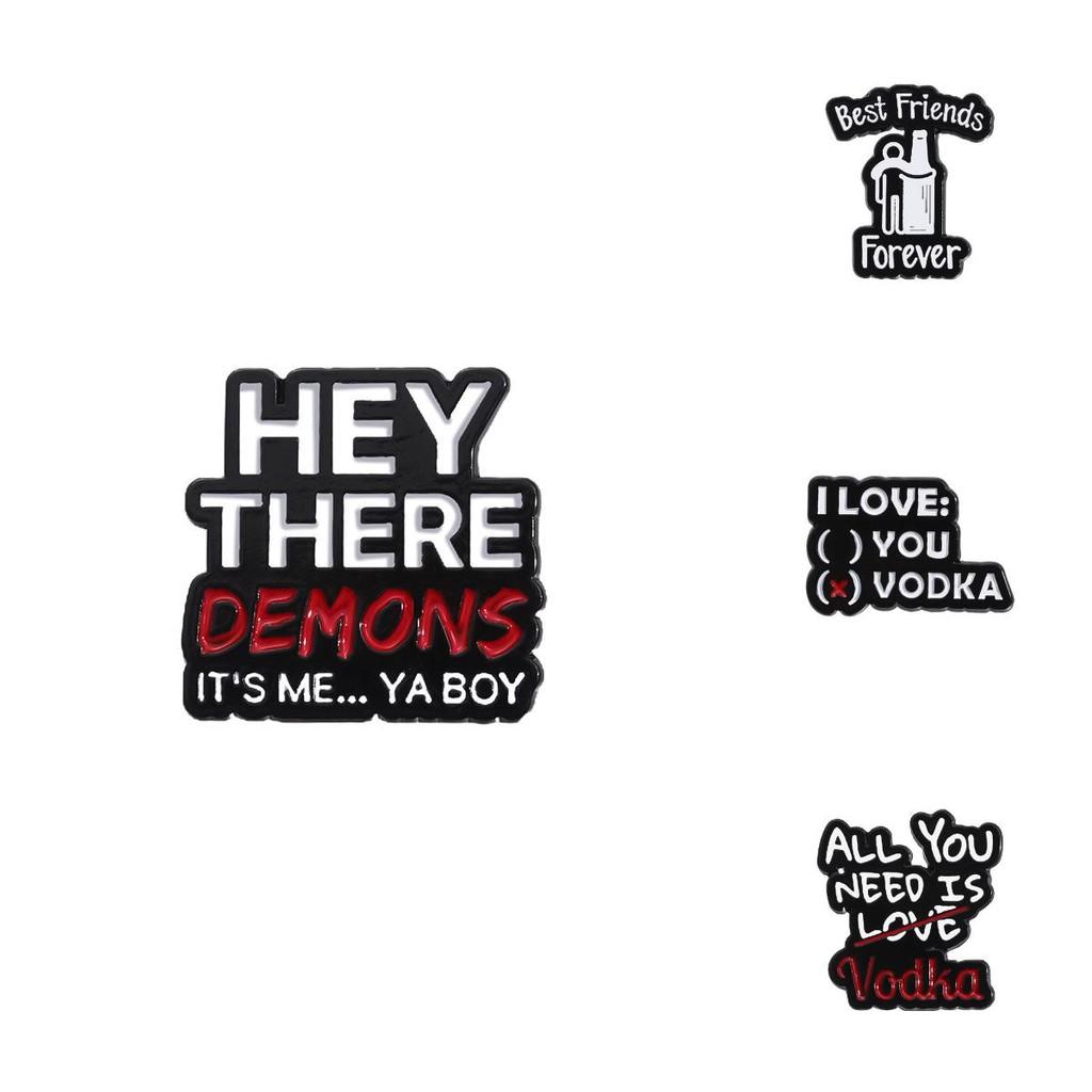 Style Eyecatching Cartoon Alloy Brooch With Uplifting Quotes For Outfits Trendy