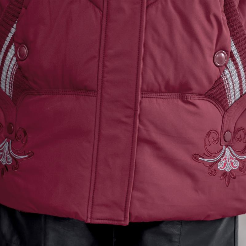 Plus Size XL-5XL Middle Age Woman Winter Coats Hooded Elegant Loose Thick Warm Embroidery Parkas Female Jacket