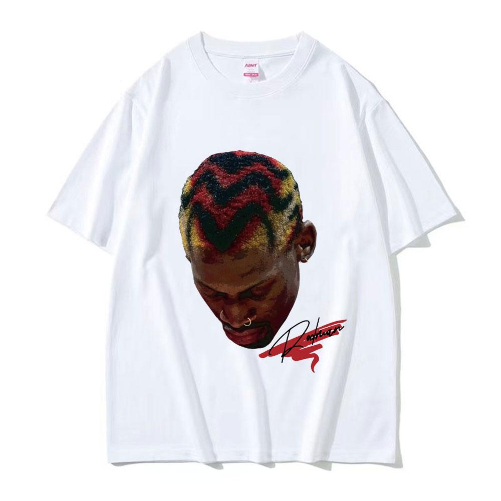 Hot Basketball Boys The Worm Dennis Rodman Graphic Tee Shirt Men's Hip Hop Fashion Punk Streetwear Male Cotton Oversized T Shirt