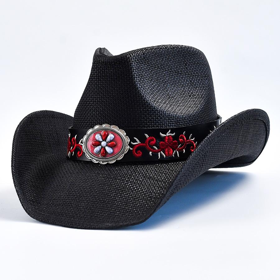 Słomkowe Kapelusze w Stylu Zachodnim dla Mężczyzn Kobiet Vintage Zwijane Brzegi Kapelusz Cowgirl Jazzowy Letni Plażowy Kapelusz Przeciwsłoneczny Sombrero Homebre