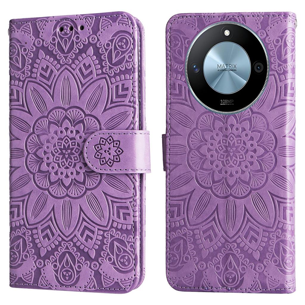 Für Honor X60 5G Hülle Sonnenblumen-Prägung Leder Brieftasche Handyhülle