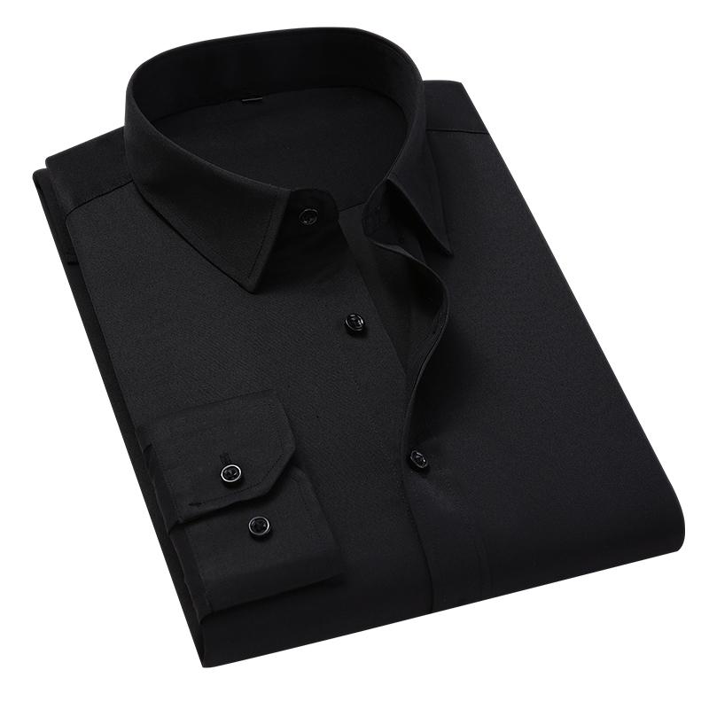 

Великий розмір 5XL 6XL 7XL 8XL Чоловіча однотонна ділова сорочка Модна повсякденна приталена біла сорочка з довгим рукавом Чоловічий брендовий одяг 4XL чорний