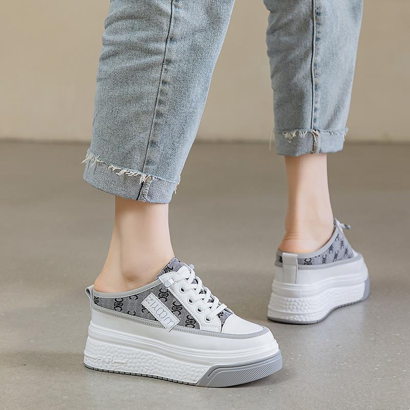 Little white shoes women's 2025 new inner height-increasing women's shoes thick-soled mesh breathable casual shoes versatile bag head slippers women's