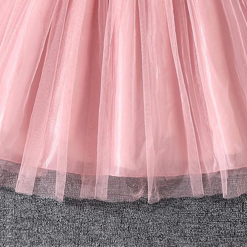 Girls' Big Kid Floral Lapel Mesh Princess Dress - Autumn 2025 Edition