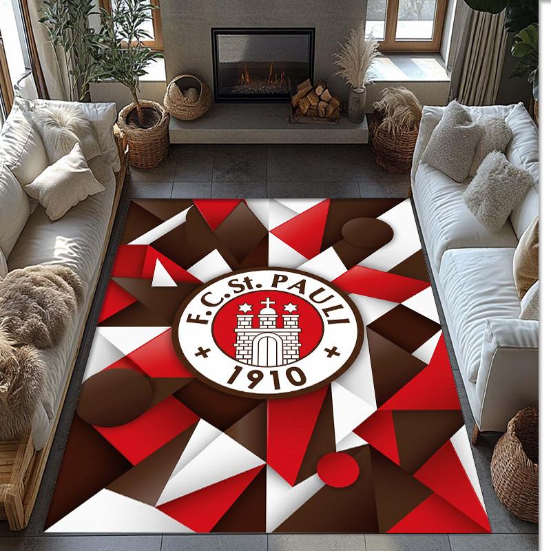 FC St. Pauli Football Print Crystal Velvet Rug, Comfortable Water Absorbent Non Slip Indoor Floor Carpet