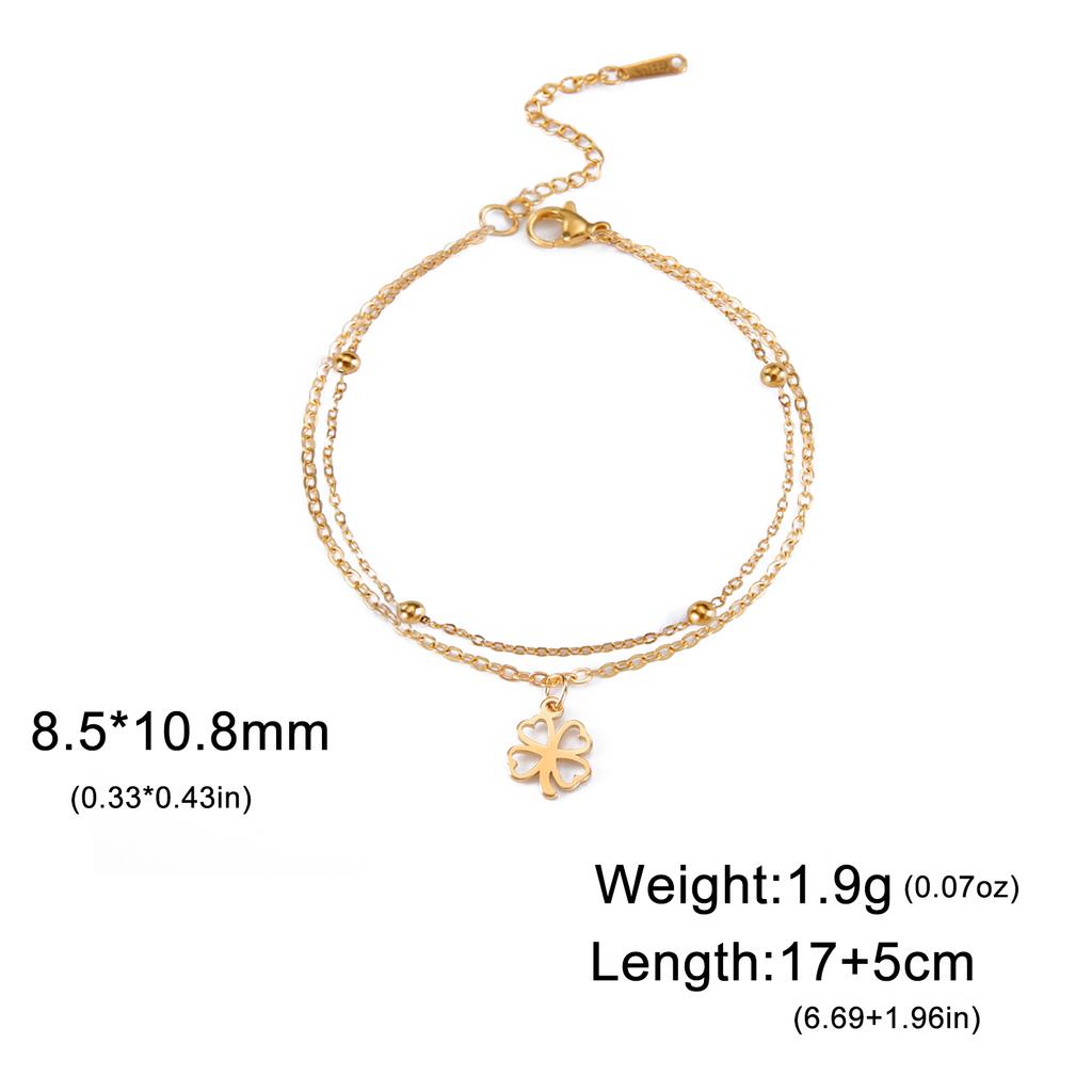 Cazador Four Leaf Clover Bracelet for Women Stainless Steel Lucky Jewelry Double Chain Bracelet on Hand Birthday Gift 2026 New