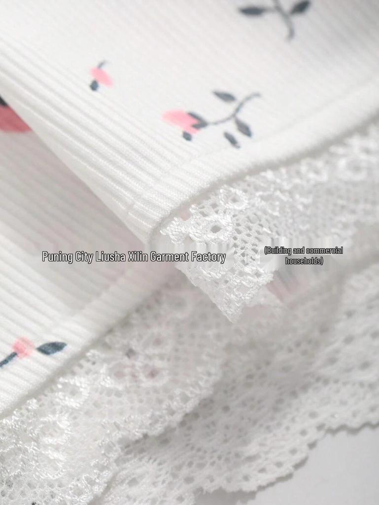 Europäisches & Amerikanisches Spitzenbesetztes Blumiges Bodycon Pyjama-Set: Langarm Strickjacke & Low-Waist Shorts