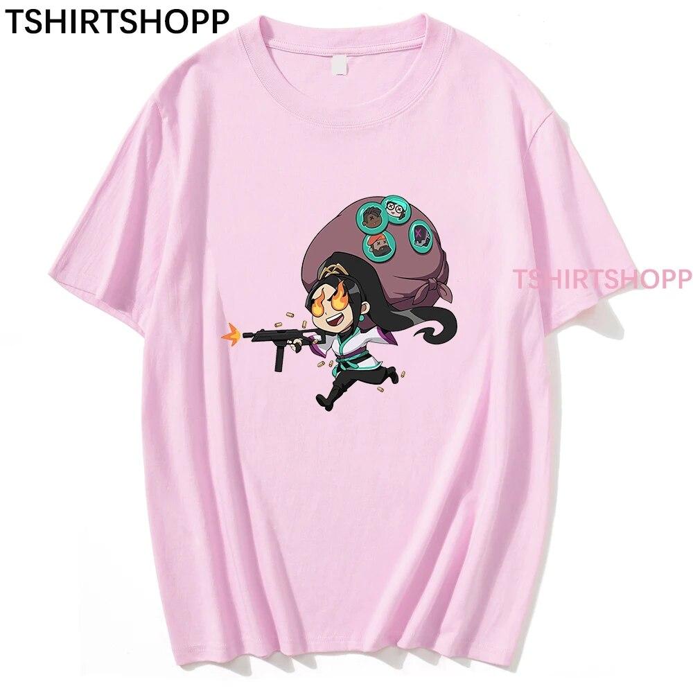 Tričko Anime Valorant Komorní Unisex Letní topy Sage Ženy Jarní Podzim Tričko Hip Hop Trička Harajuku Tričko Bavlněné oblečení