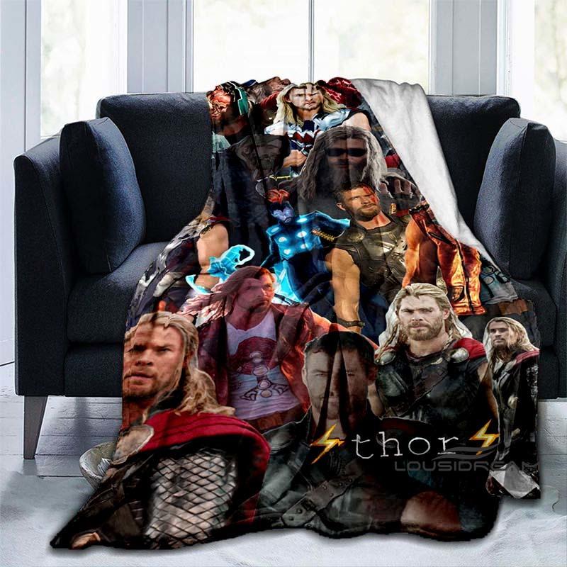 Customizable 2026 new Thor cartoon anime blankets bedroom decorations warm flannel sofa blankets suitable for home bedroom