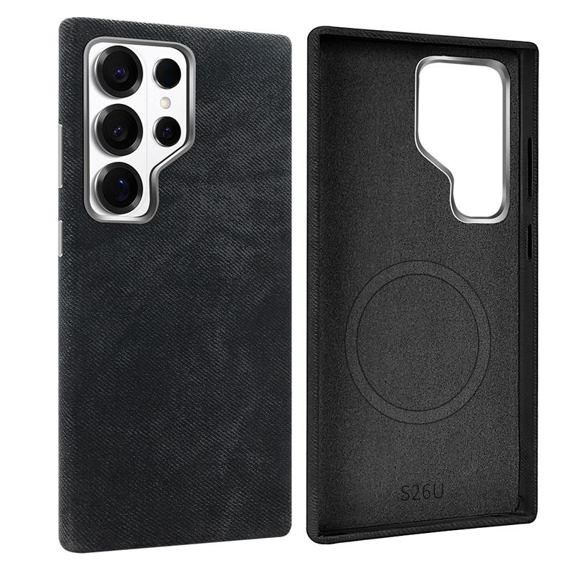 Luxury Microfiber Magnetic Wireless Charging Phone Case For Samsung Galaxy S24 S25 S26 Ultra For Magsafe Metal Camera Lens Cover