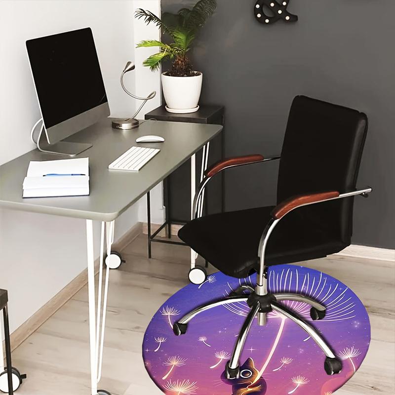 

1pc Dandelion Cat Night Sky Round carpet, Made of Polyester,Perfect for Decorating Office Chairs, Living Rooms,fplt277 80cm by 80cm