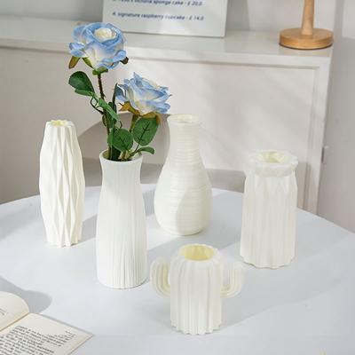 Blumenvase im schlichten Stil, nordische Blumenvasen aus Kunststoff, Hydrokulturtopf, ästhetische Vase für den Schreibtisch, für Wohnzimmer, Büro, Heimdekoration