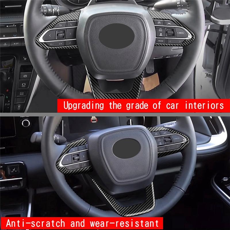 RHD Car Interior Steering Wheel Cover Trim Sticker Kits For Toyota Voxy Noah 90 Series  +ABS Carbon Fiber Accessories-M5
