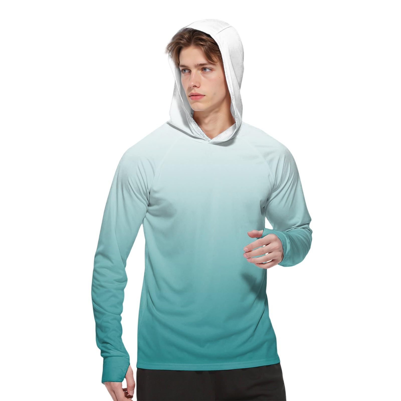 

Мужская модная рубашка с длинным рукавом с принтом и капюшоном SPF/UV XL белый