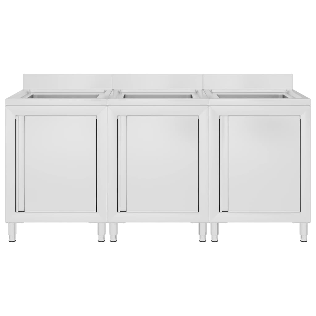 Stainless Steel Sink Base Cabinets Set 2 pcs