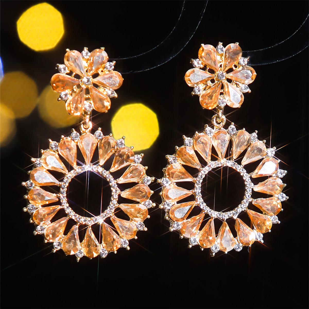 

Модные серьги-цветы из цветного стекла с кристаллами, персонализированные преувеличенные женские серьги