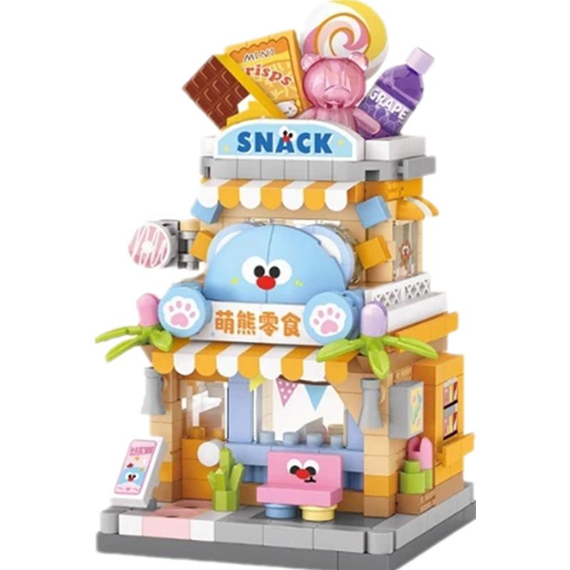 NEU Geschenk Snack Schreibwarenladen Kleiner Laden Laden Straßenansicht Lebensmittel Haus Bausteine Set Mädchen Bausteine Modell Kinderspielzeug Kinder