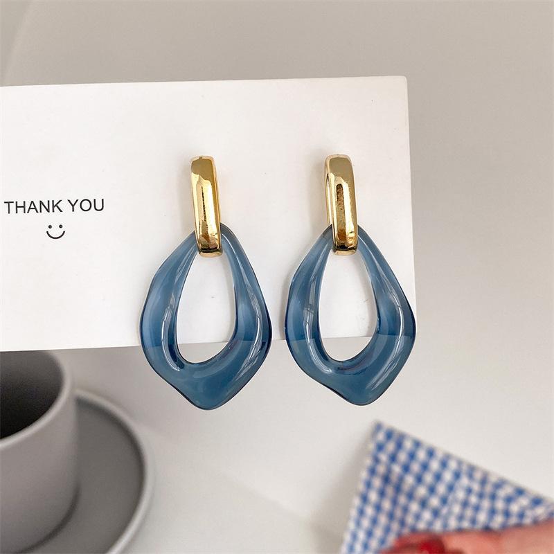 Women s Light Luxury Elegant Versatile Geometric Stud Earrings синий