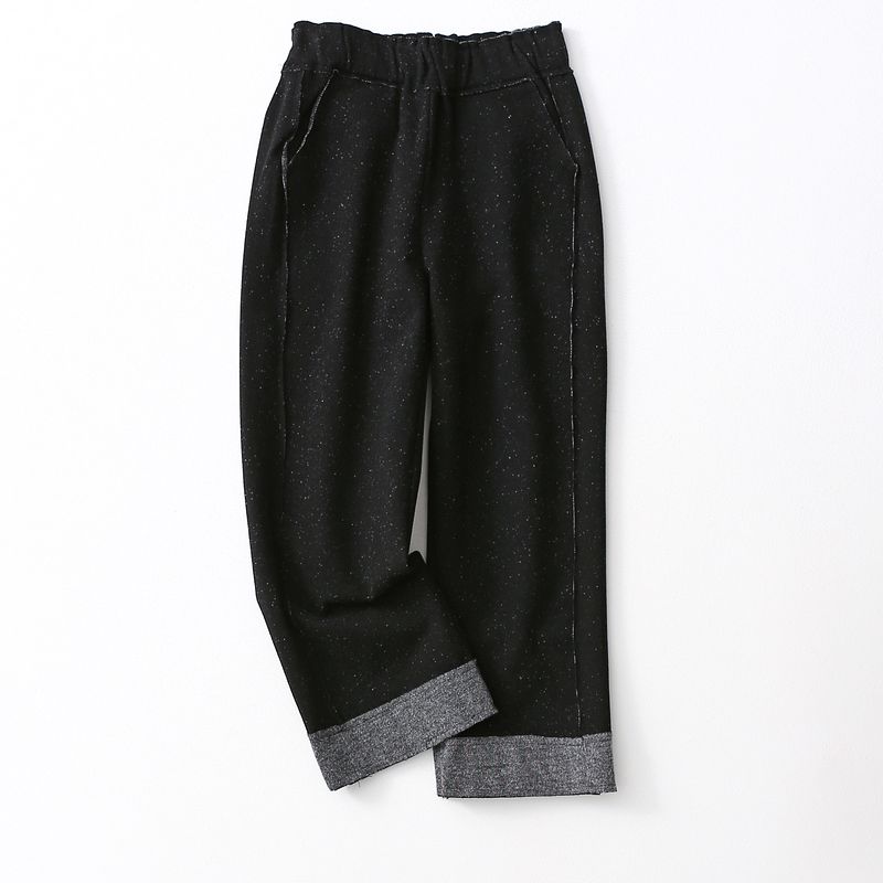 

Recommend ~ High Waist Slim Looking Color Contrast Patchwork Snowflake Dots Woolen Wide-Leg Pants Women s Autumn and Winter Thickening Casual Pants Black dots M