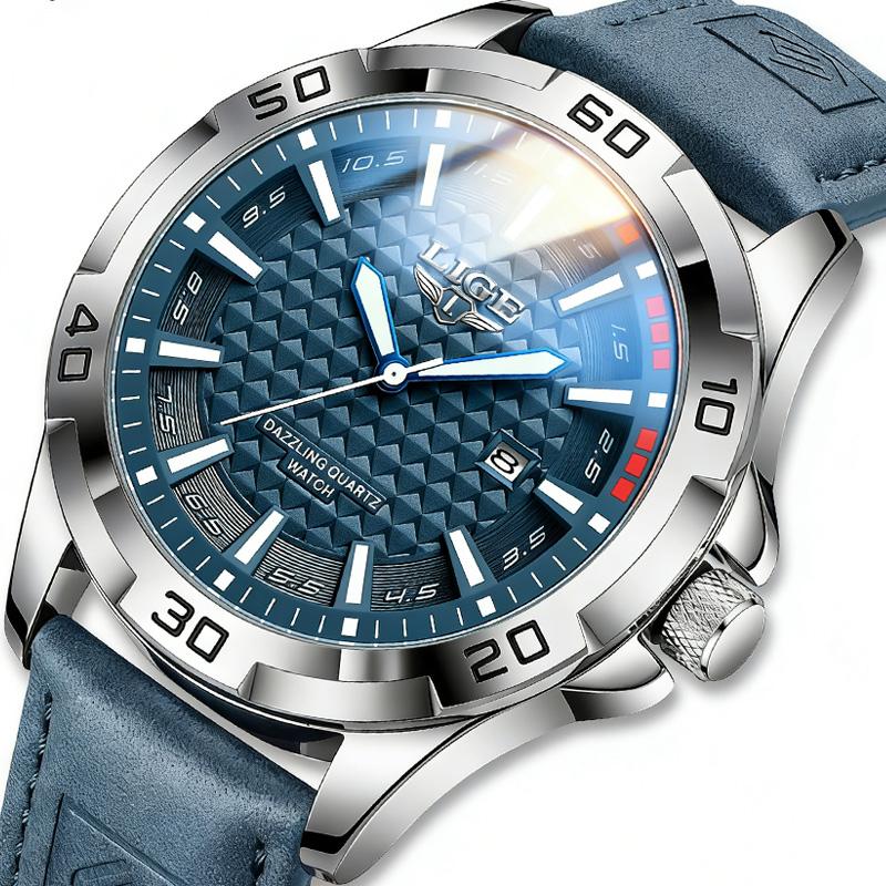 LIGE Man Luxury Brand Waterproof Luminous Date Men's Quartz Wristwatch Stainless Steel Fashion Sports Men Watches