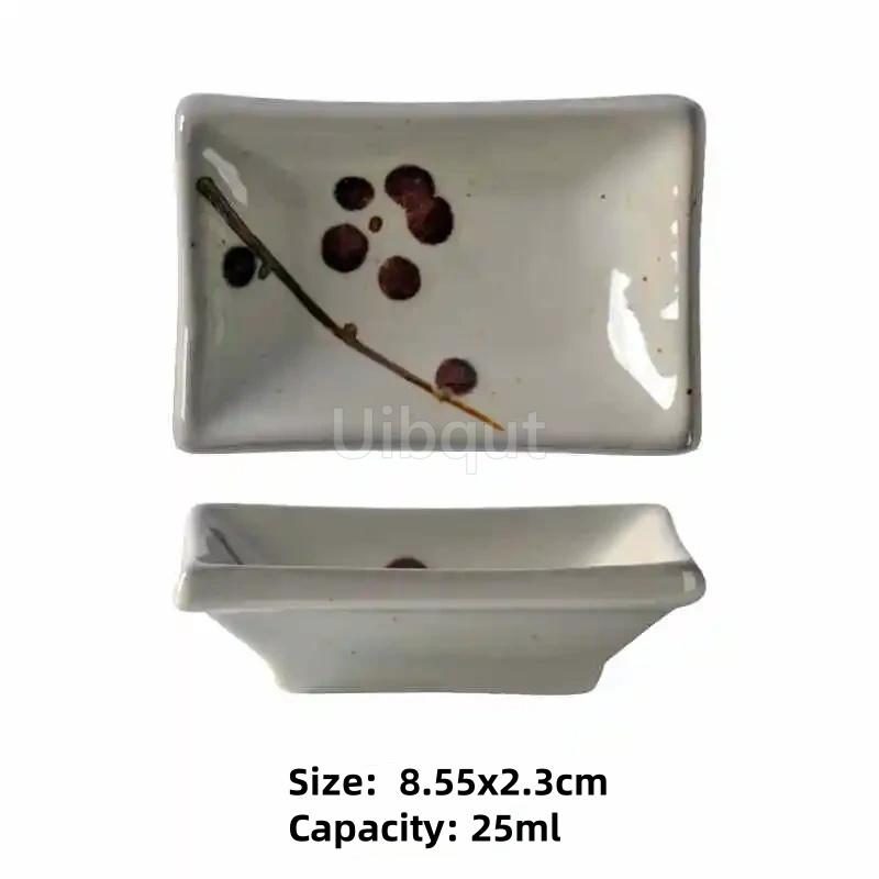 ceramic small square sauce dish Japanese style sushi dish flavoring sushi mustard plate soy sauce cherry blossom Pepper tray