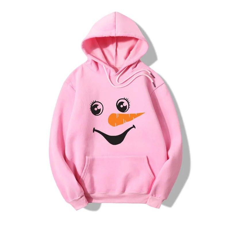 

Рождественский мультфильм Снеговик с принтом лица, женская толстовка с длинными рукавами и унисекс, свободная осенне-зимняя теплая толстовка