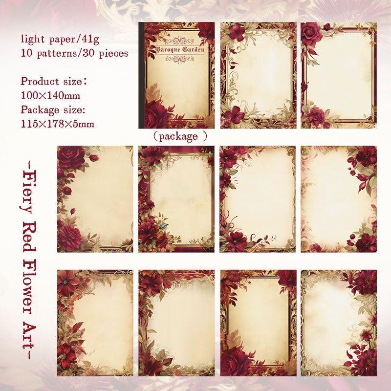 30Pcs/set Vintage Garden Flower Border Landscaping Journal Material Paper, Journal Scrapbooking DIY Supplies