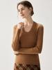 V-neck Women's Slim-fit Cashmere Sweater - 2026 Autumn/Winter Ribbed Elegant Solid Color Pullover