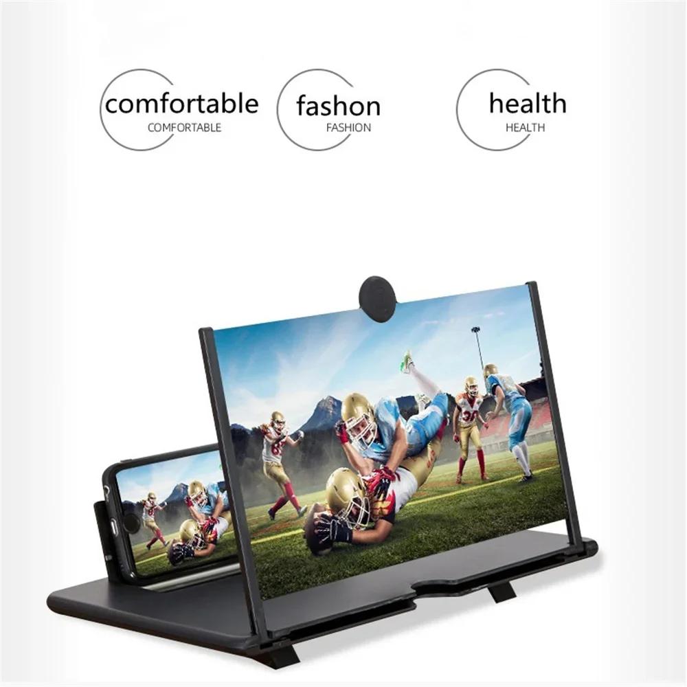 1pc 12/10 Inch 3D HD Mobile Phone Screen Magnifier, Foldable Stand with Phone Holder, Video Amplifier for Movies, Reading