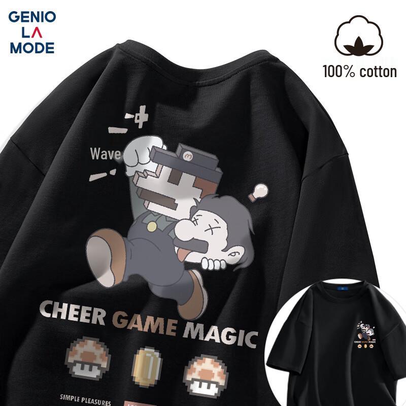 GENIOLAMODE Men's Cotton Short-Sleeve Graphic Tee